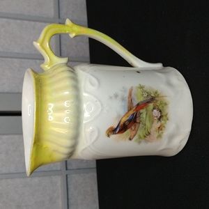 Vintage Bavarian Lusterware Pheasant Jug yellow 🟡